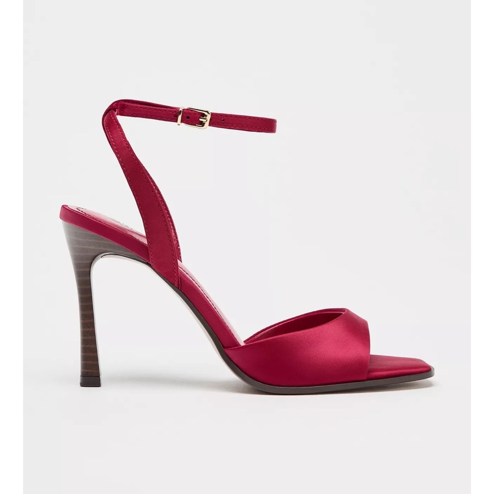 ZARA Raspberry Satin Effect Stiletto Heels NWT